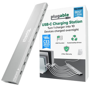 Plugable 10 Port USB-C Charging Station, 100W Priority Charging main image