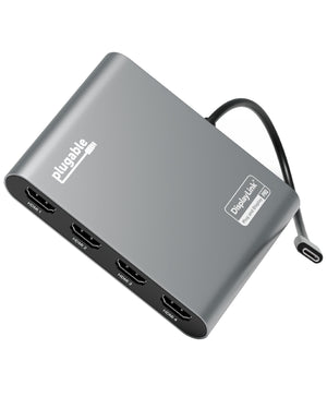 Plugable USB-C Quad 4K HDMI Graphics Adapter With up to 100W USB-C PD Pass-through Charging main image