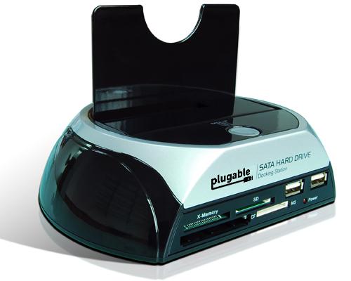 Main product image for the SATADOCK-USB2-C1 storage-centric docking station with SATA drive slot, card reader, and USB hub