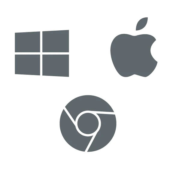 Windows, macOS, and ChromeOS logos