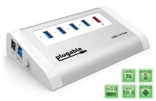 Main product image for the USB3-HUB4AC1 4-port USB 3.0 data hub with single charge-only port