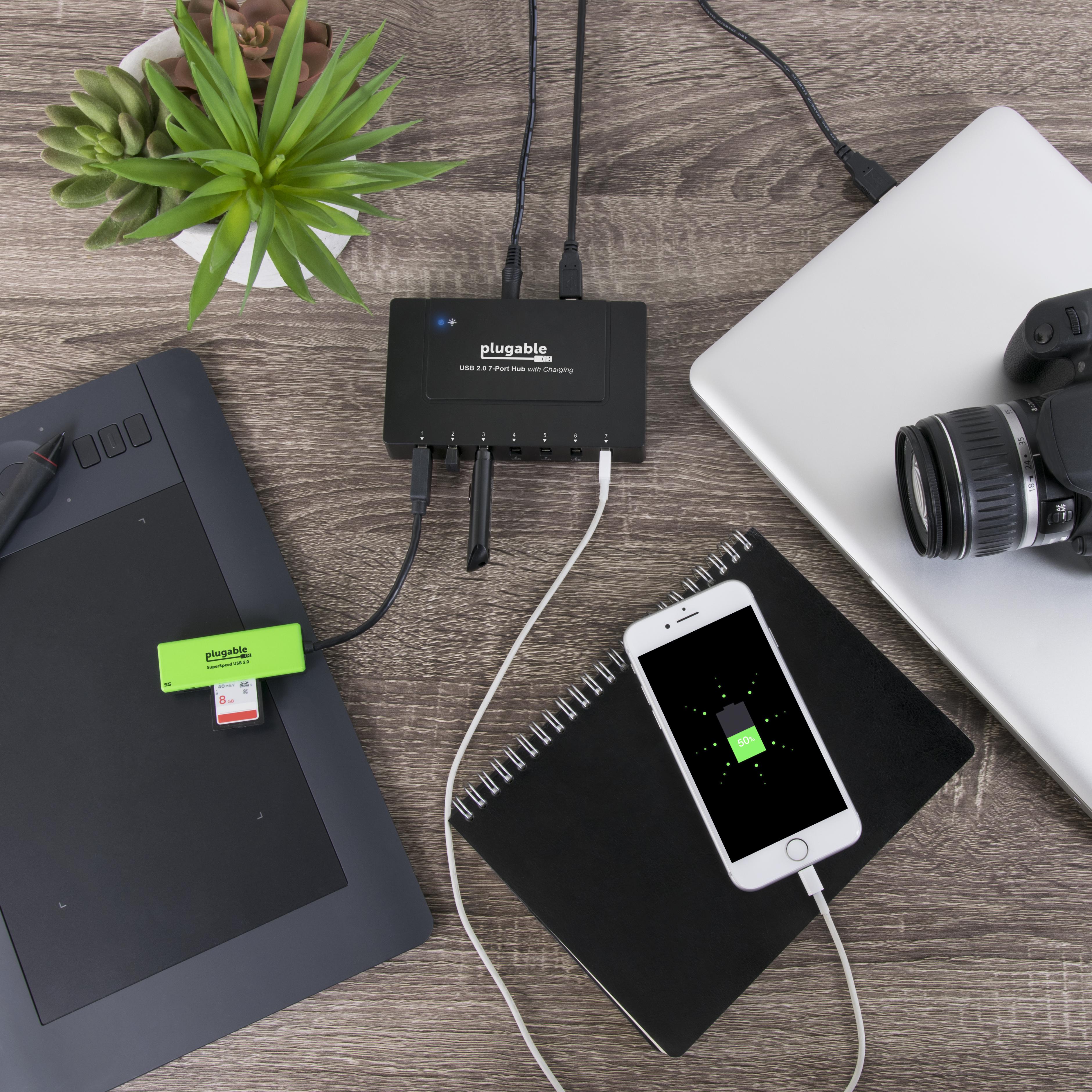 Plugable USB 2.0 7-Port Hub With 60W Power Adapter – Plugable Technologies