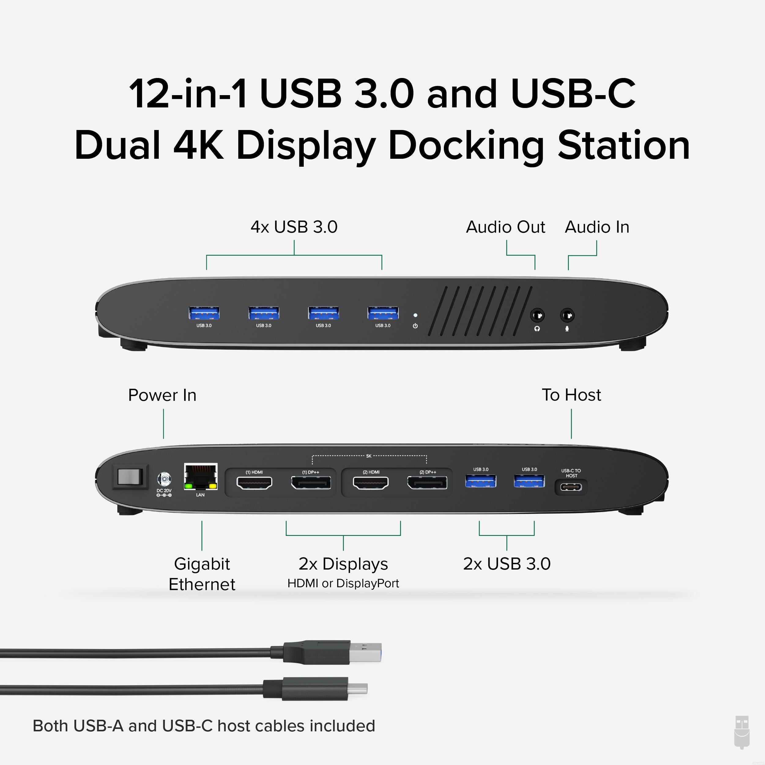 Plugable USB 3.0 and USB-C 4K Dual Monitor Docking Station