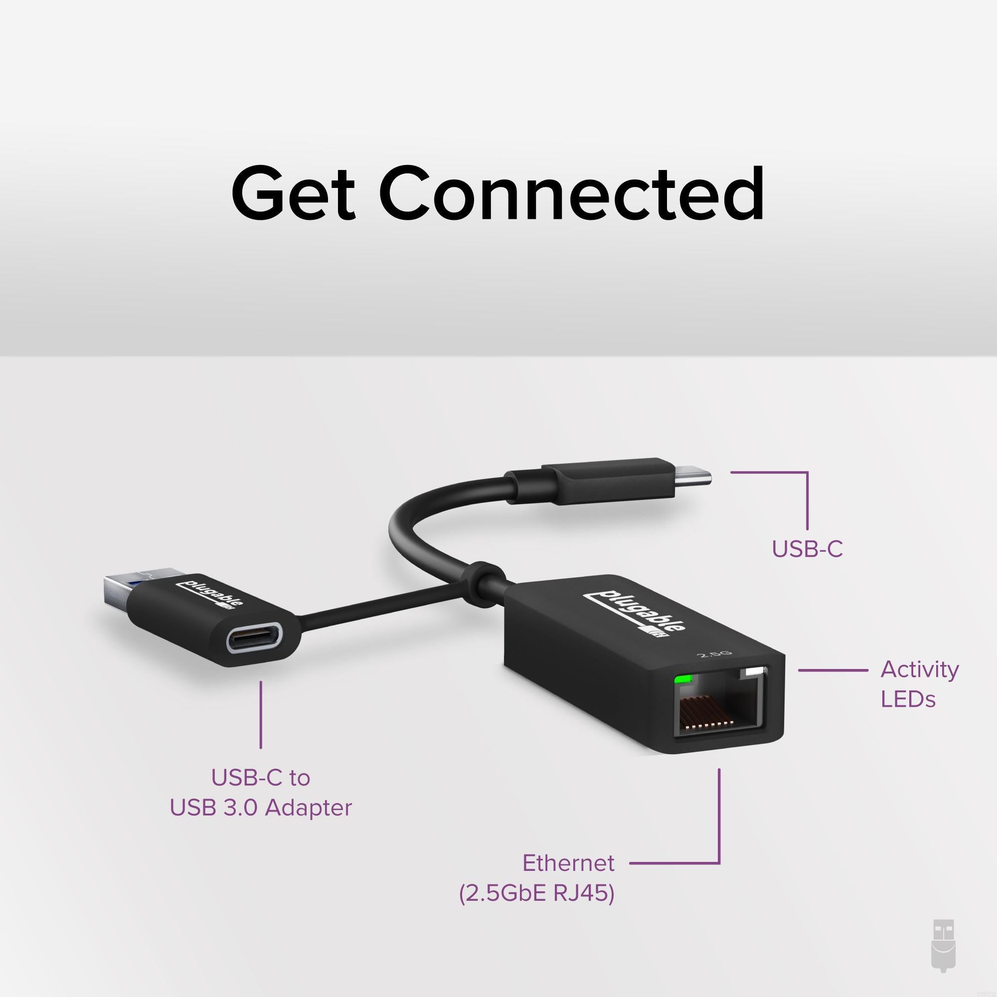 Plugable 2.5G USB-C and USB to Ethernet Adapter – Plugable