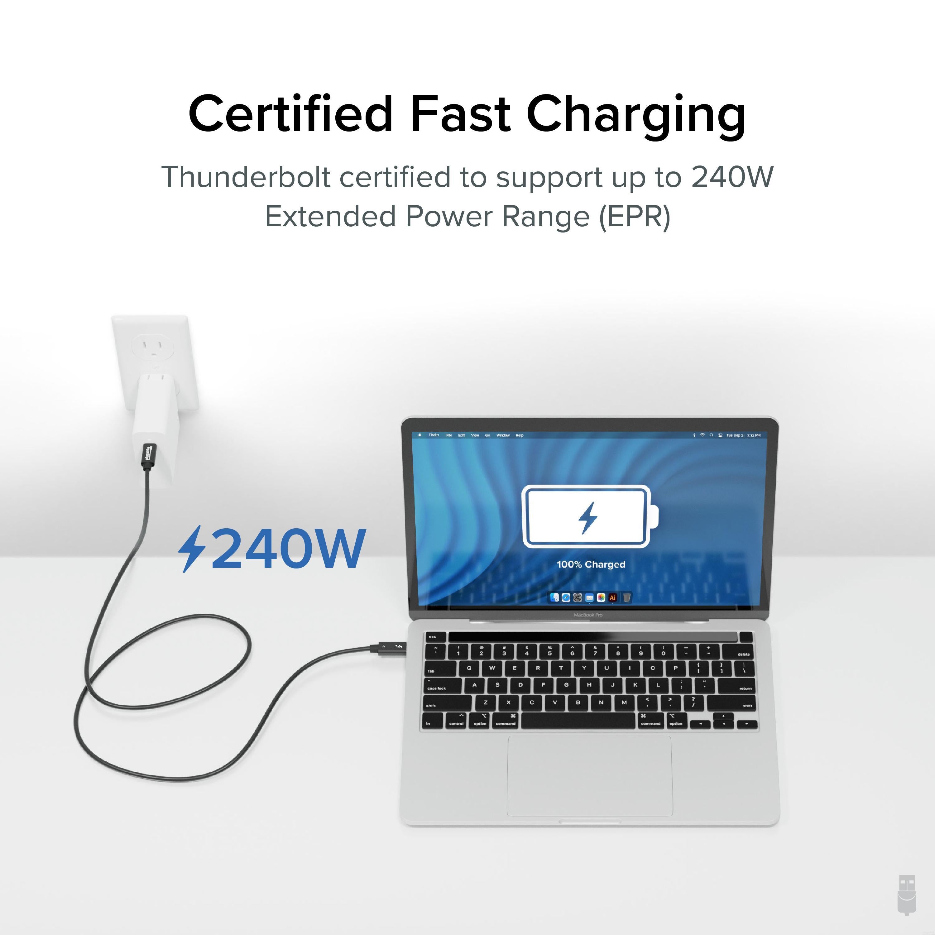 Plugable Thunderbolt 4 240W EPR Cable (3.3ft/1m) – Plugable