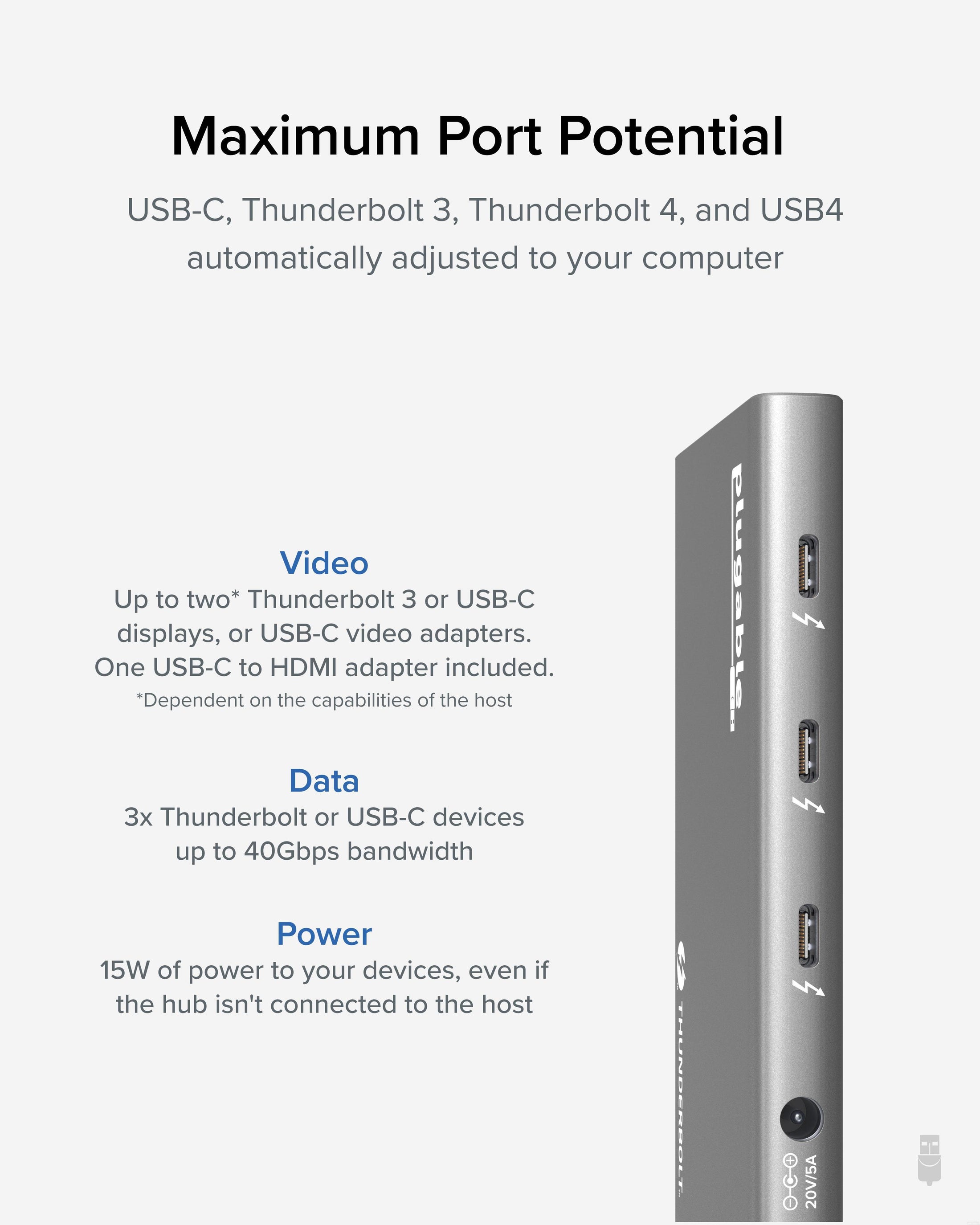 Plugable Thunderbolt 4 Cable with 240W Charging, Thunderbolt Certified, 3.3  Feet (1M),1x 8K Display, 40 Gbps, Compatible with USB4, Thunderbolt 3