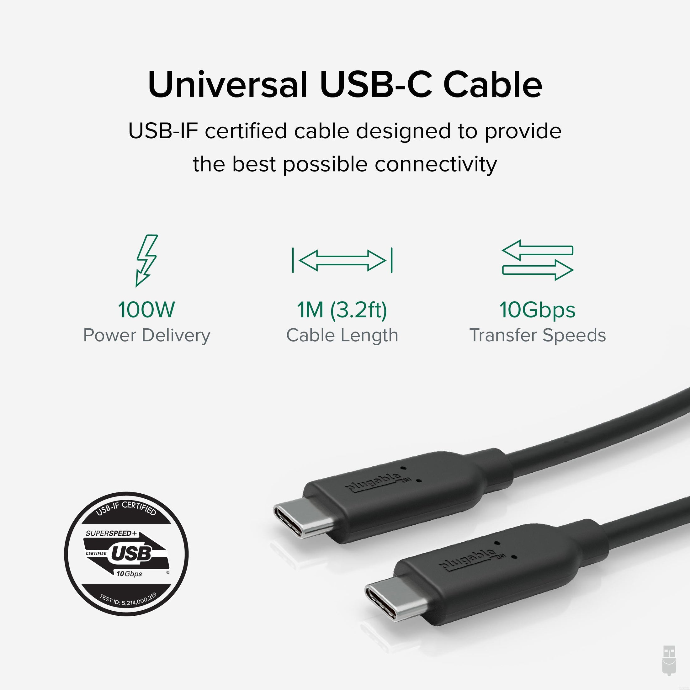 Lanberg USB-C Cable 3.1 Gen 2 (10GB/s) PD100W Black - 1m 
