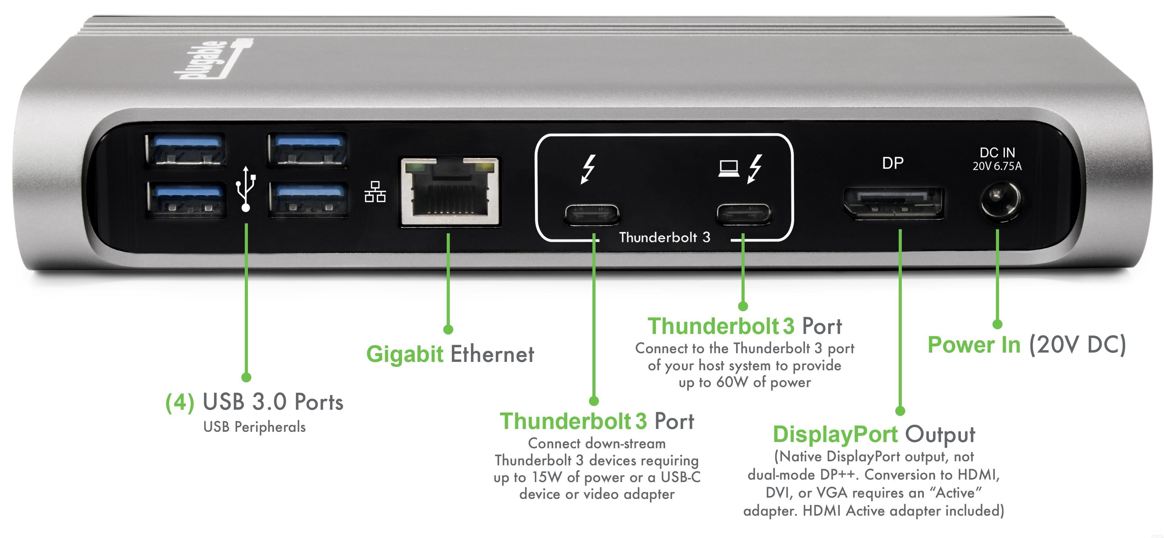 Plugable TBT3-UDV Thunderbolt™ 3 Dock with Host Charging (Supports