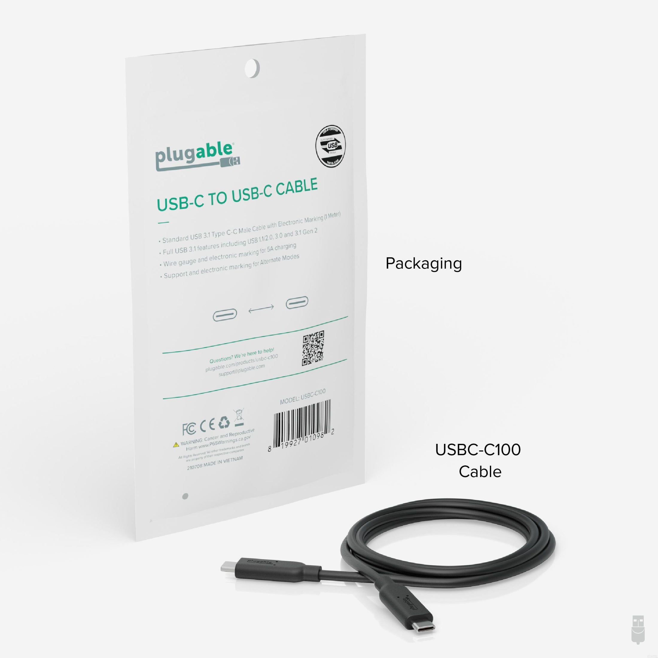 Plugable USB 3.1 Type-C to HDMI 2.0 Cable