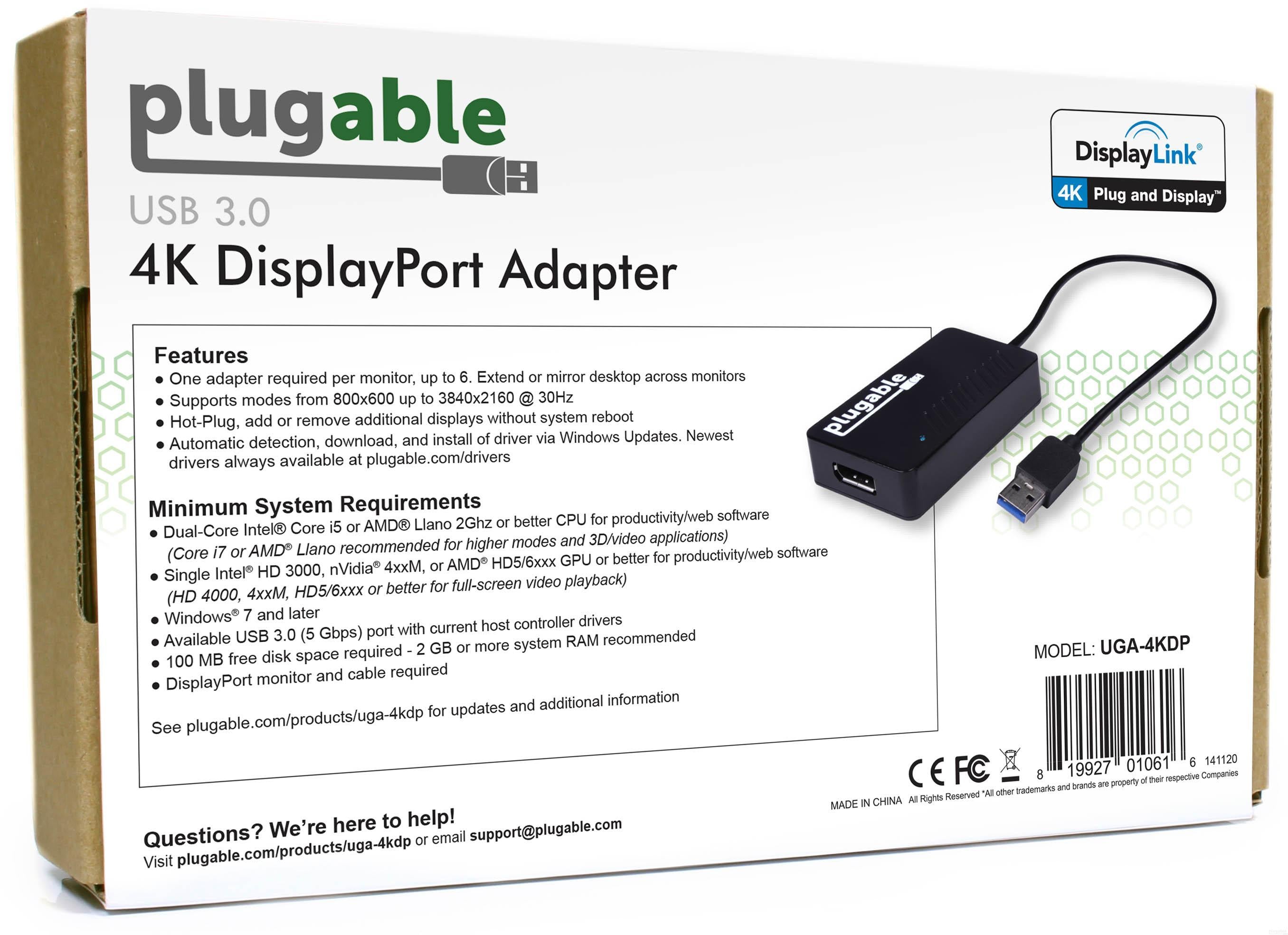 USB 3.0接続4K対応DisplayPort外付けグラフィックアダプタ DisplayLink