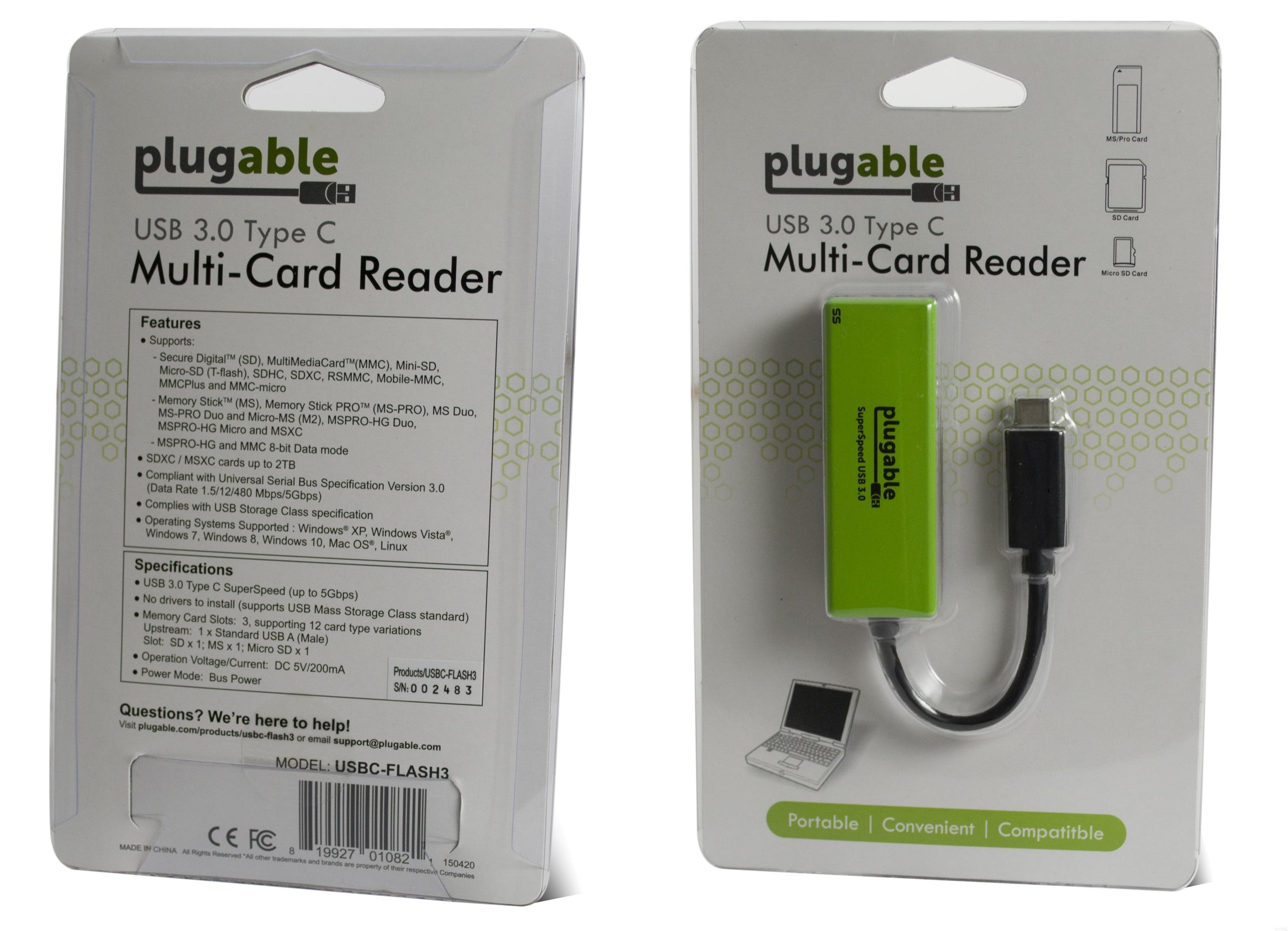 Card Reader, external, USB 3.1, SD, microSD, Compact Flash