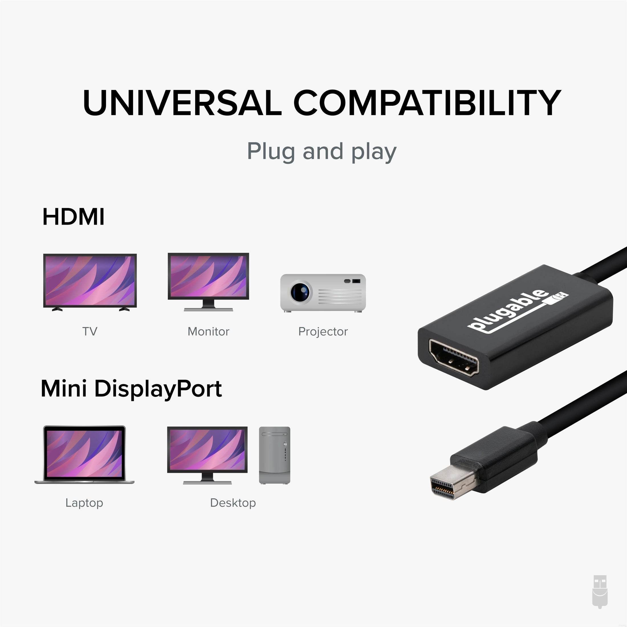 ADWITS 4K Mini DisplayPort MDP 1.2 (compatible Thunderbolt 2