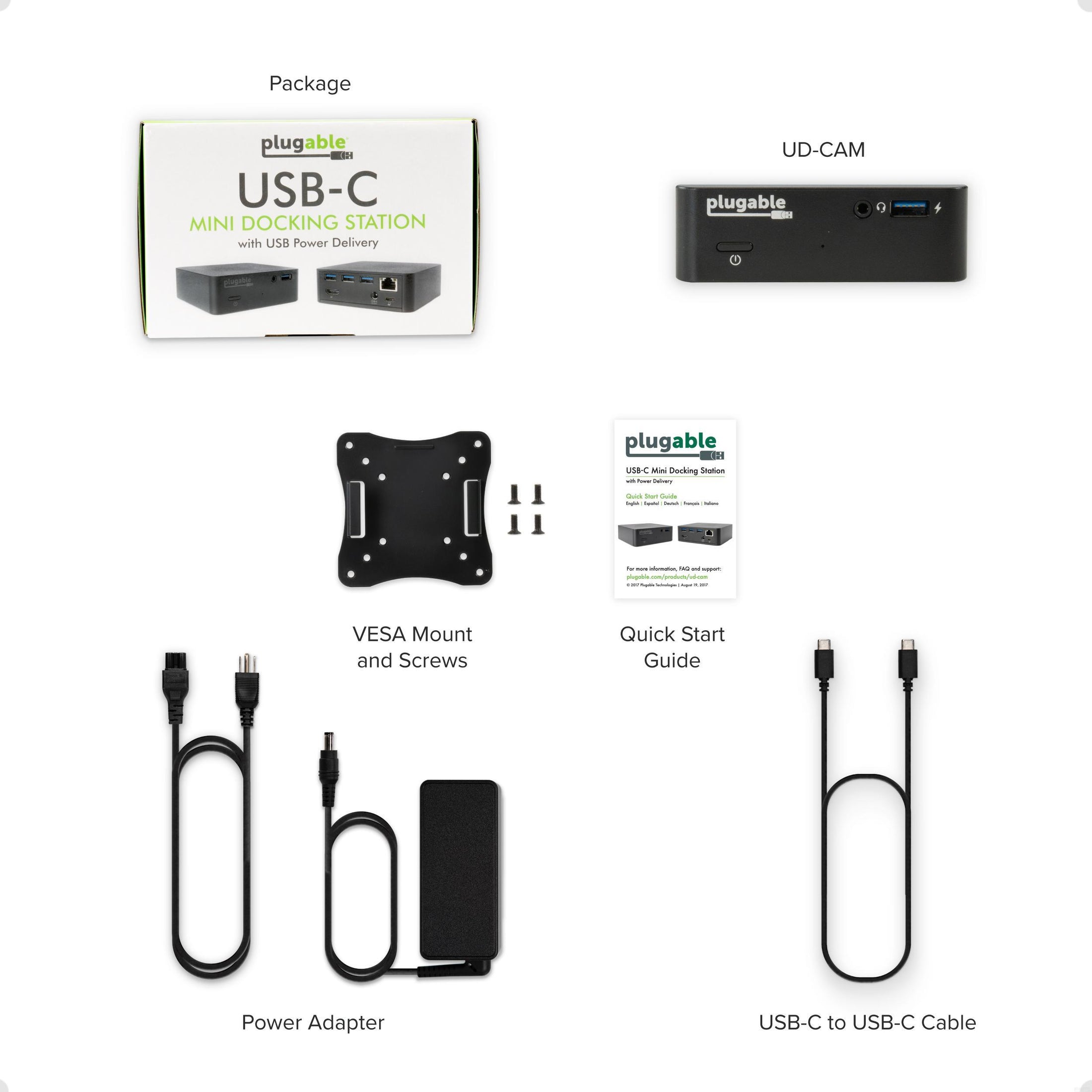 Plugable USB-C Docking Station with VESA Mount, 85W Laptop