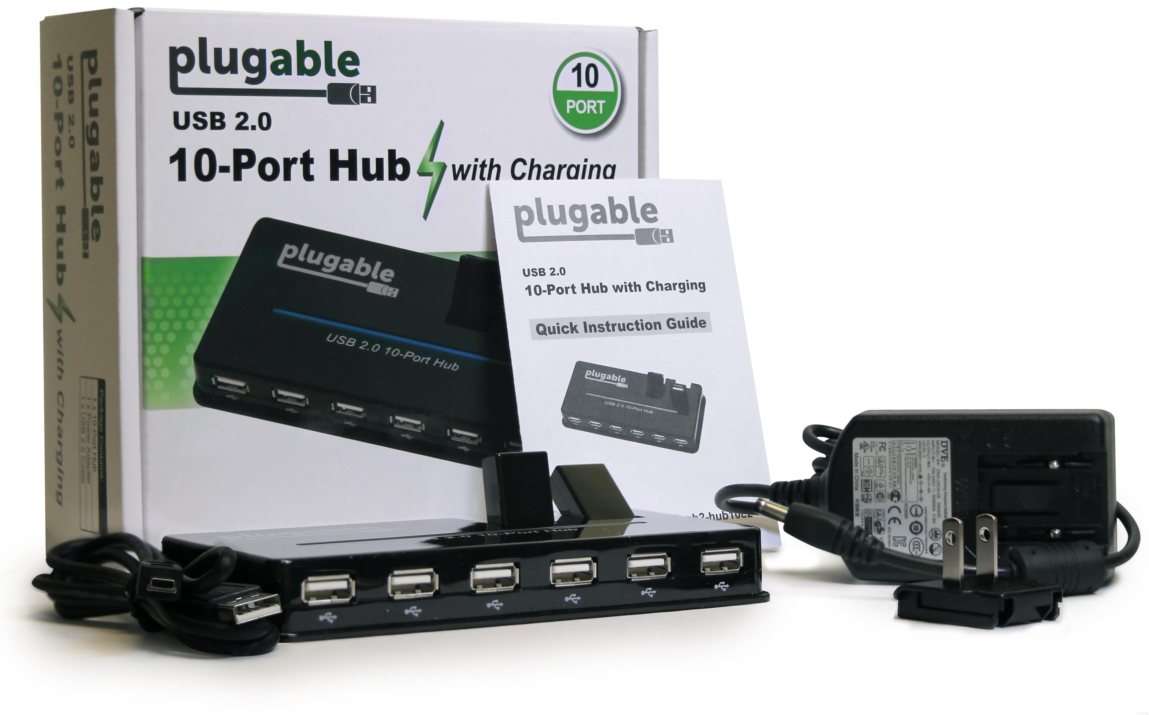 Plugable USB 2.0 10-Port Hub With 20W Power Adapter – Plugable Technologies