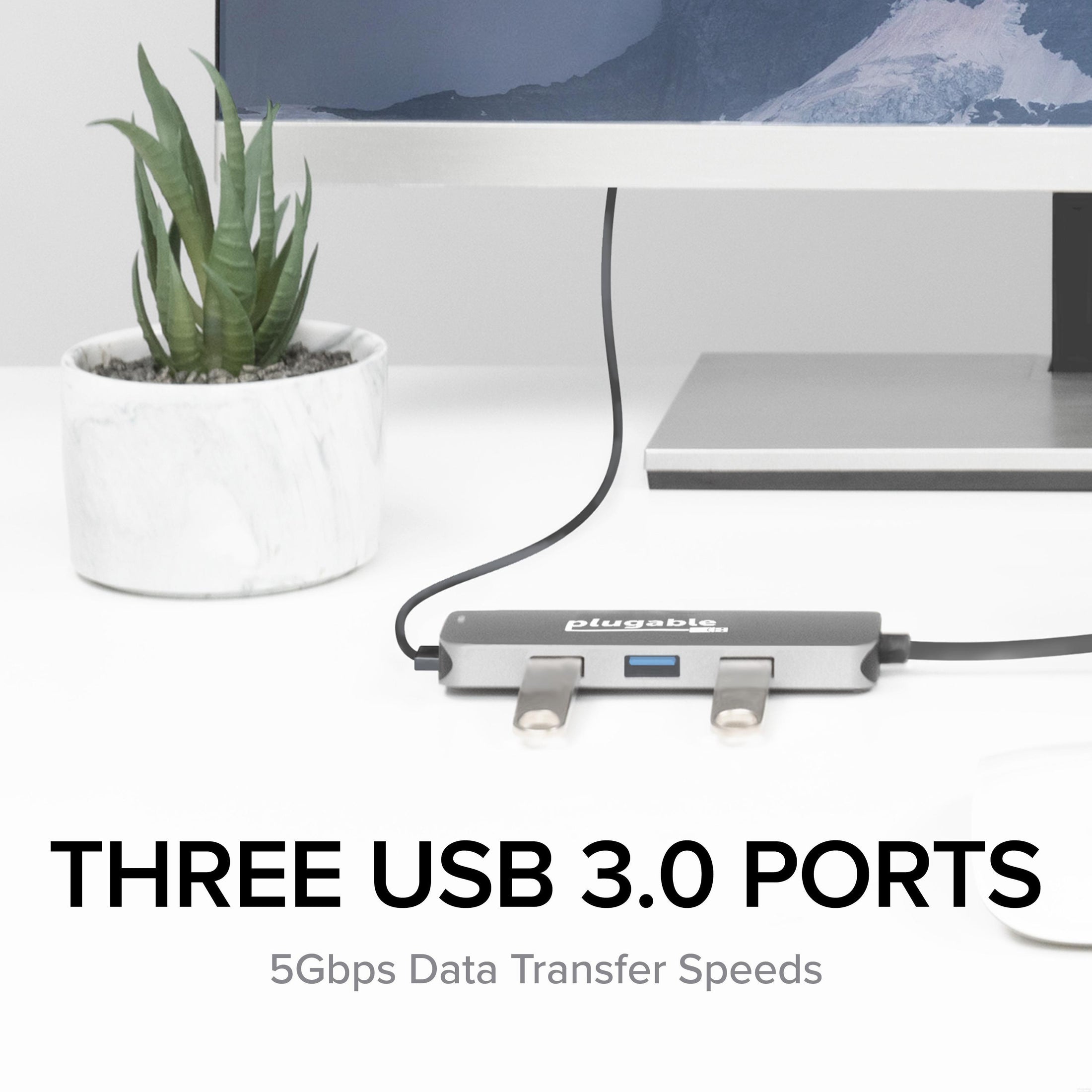 Powered USB 3.2 Hub 10Gbps,7 Port USB Data Hub USB Splitter with 4 USB 3.2  Gen2 Data Ports,3 Fast Charging Ports,30W Power Adapter,Type A & C Cable