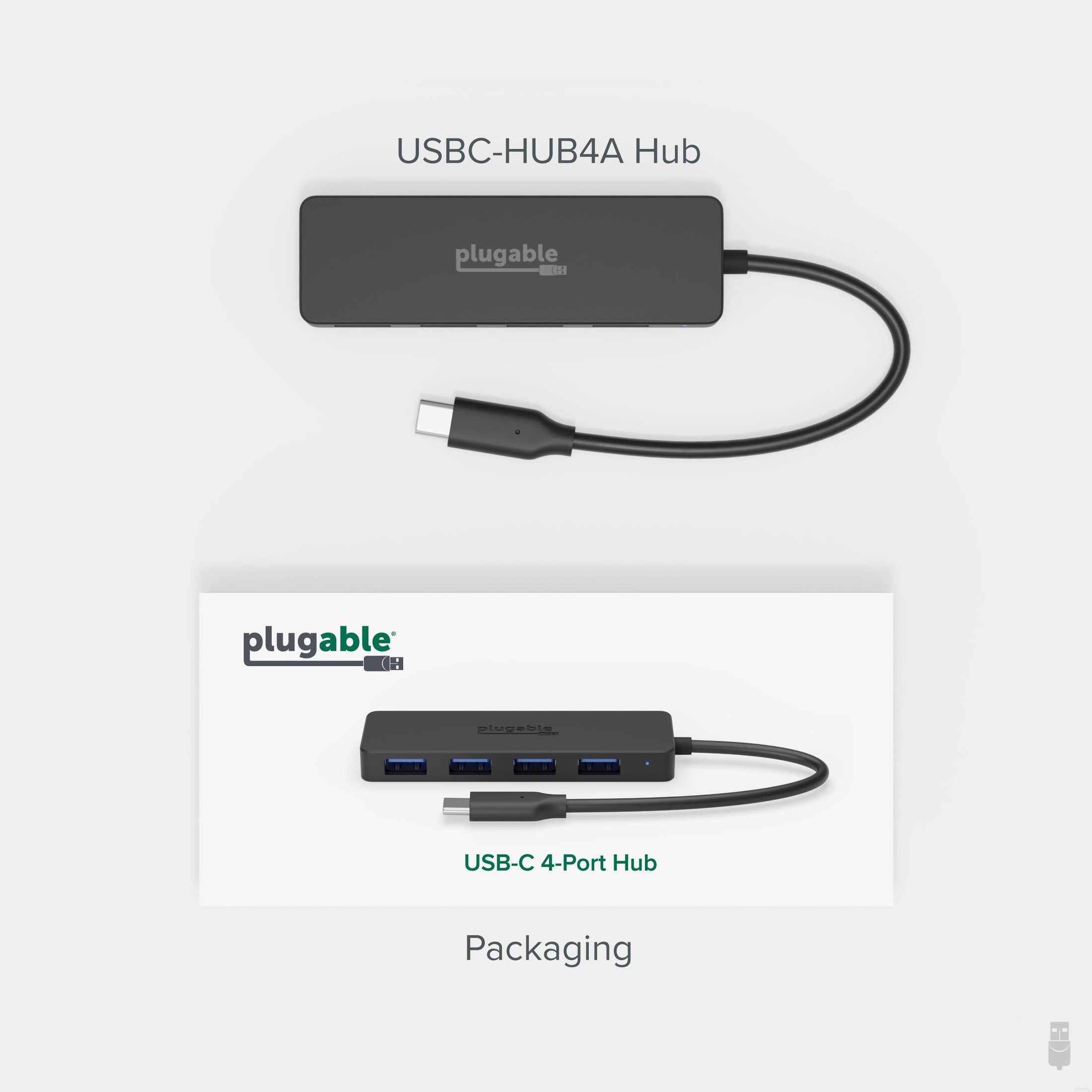 Rocstor Premium Slim Portable 4 Port Hub - USB-C to 4x USB-A