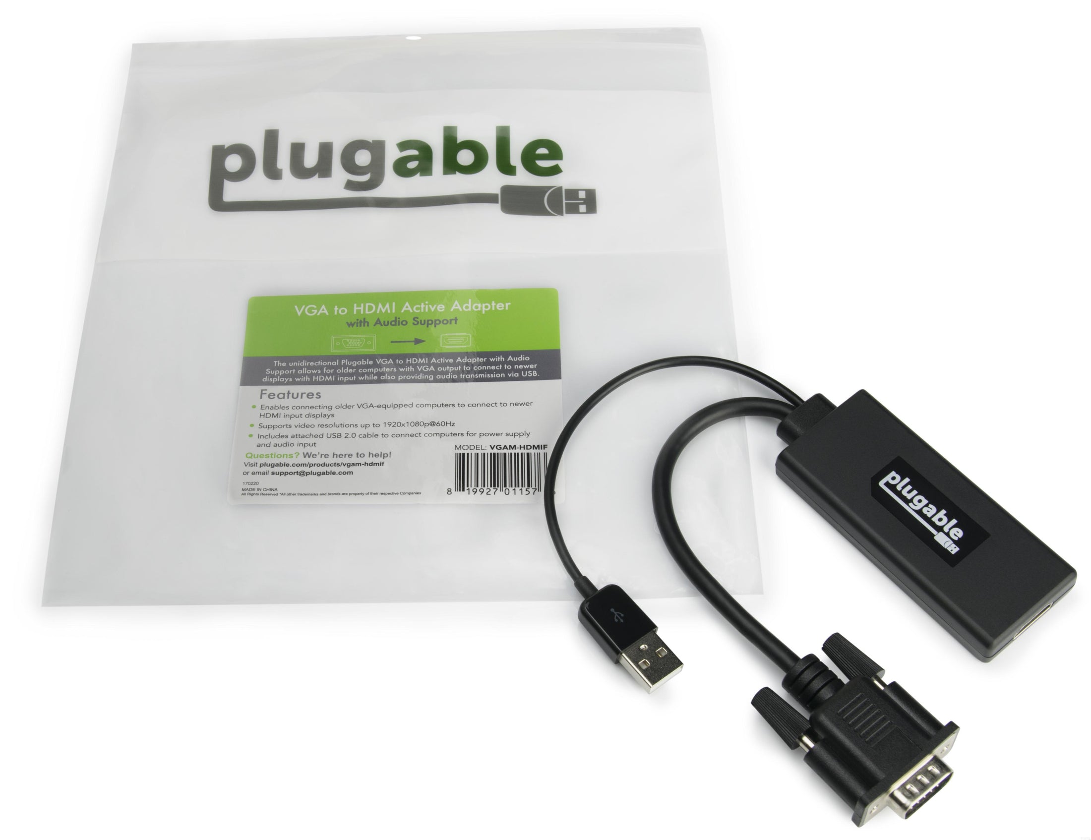 WyreStorm Active VGA to HDMI Adapter Cable, VGA Plug (Male) with