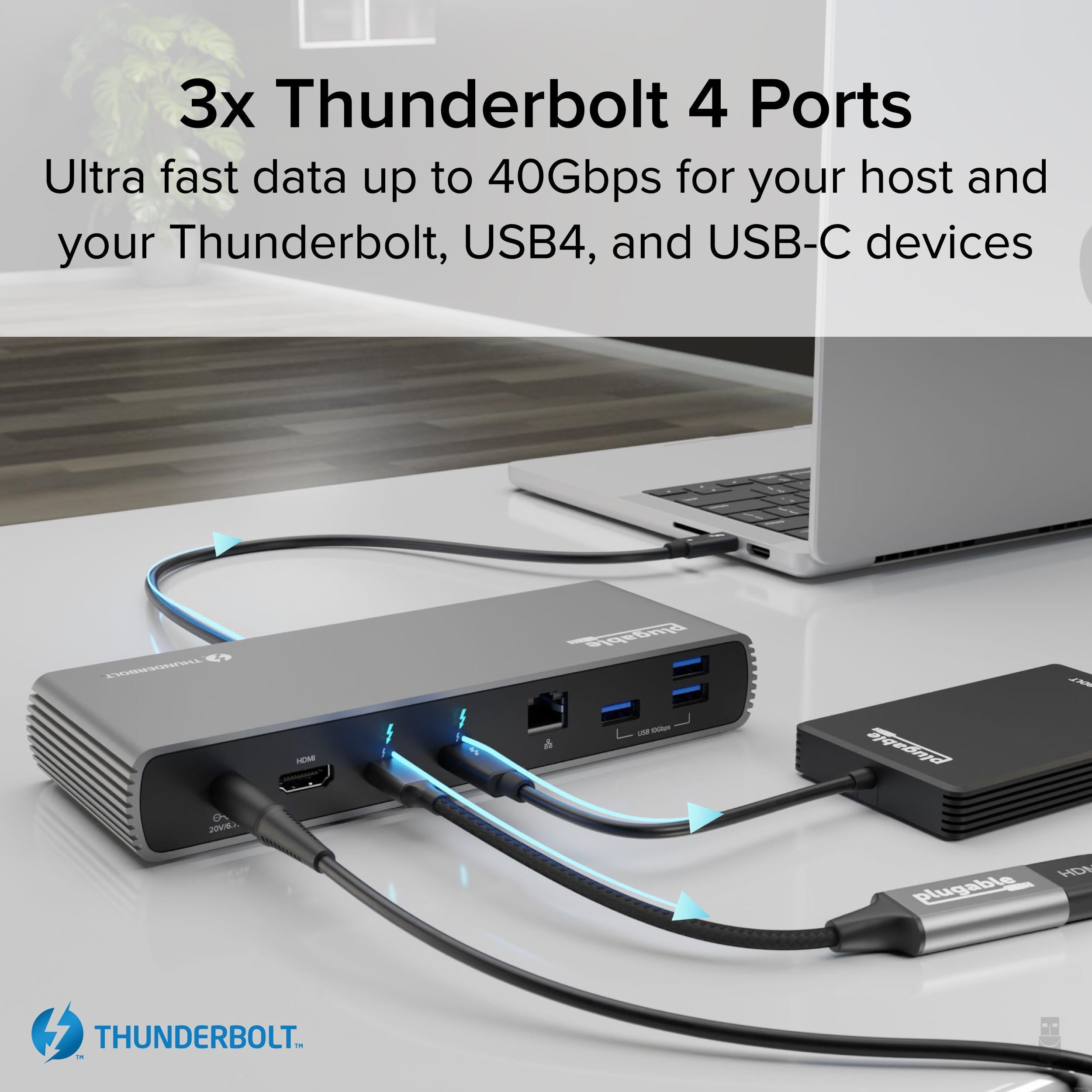 Plugable Thunderbolt 4 & USB4 HDMI Docking Station with 96W
