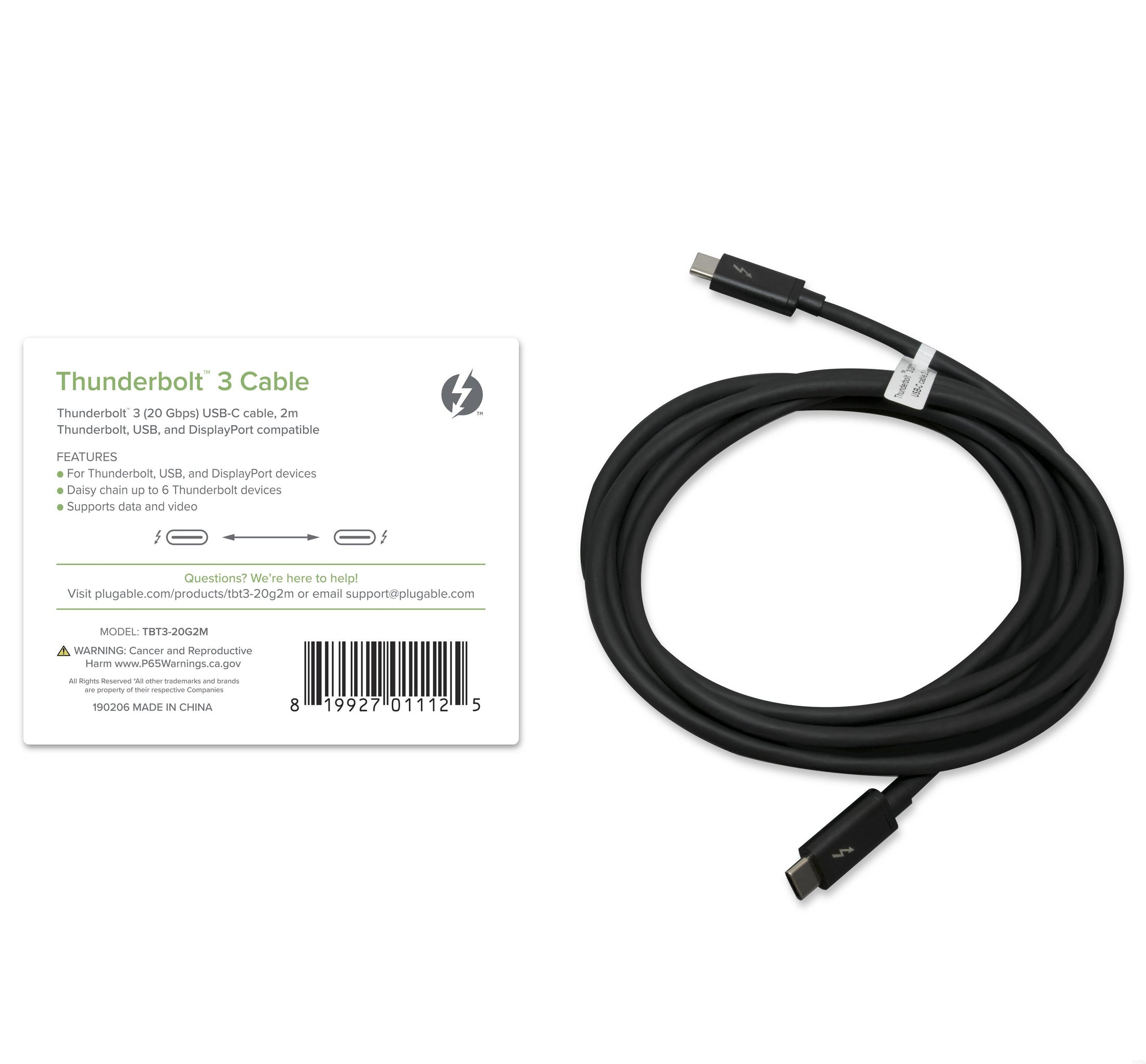 Original White 2M Adapter Cord Thunderbolt 2 Cable Data Cables