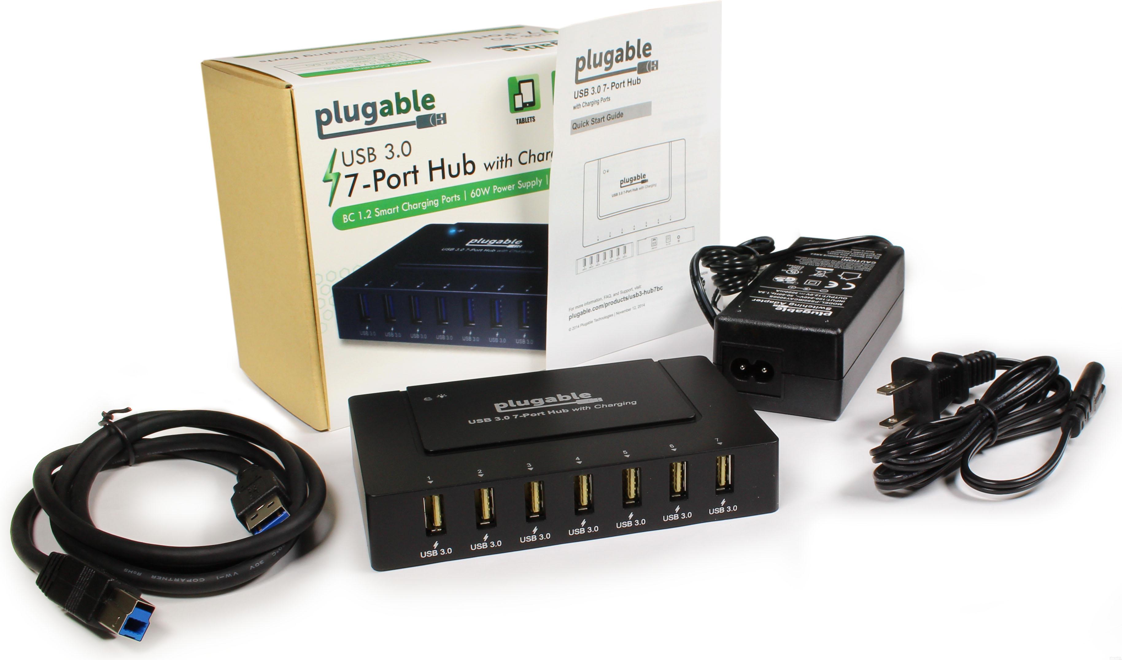 USB 3.0 7-Port Charging Hub With 60W Power Adapter – Plugable Technologies