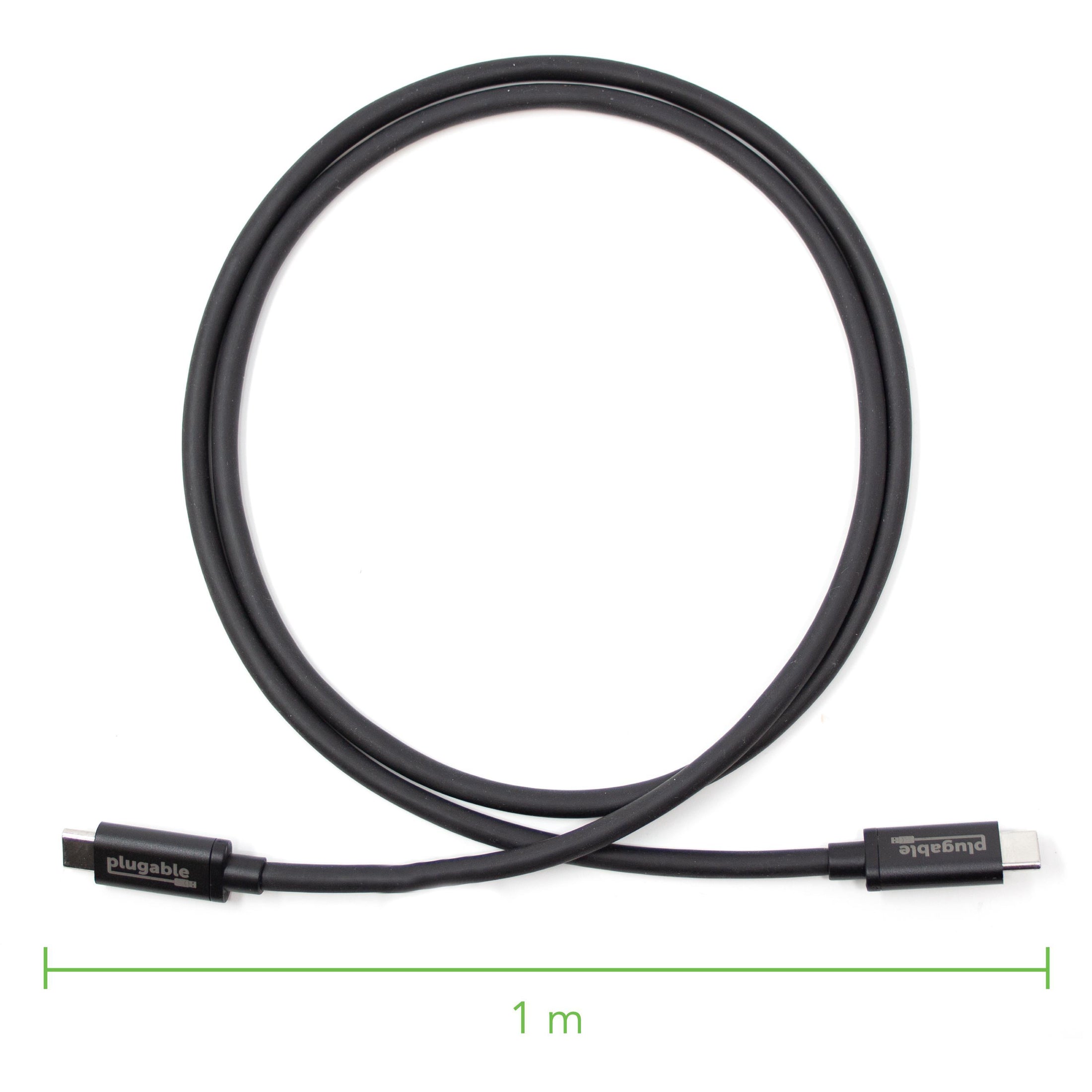  Plugable Cable Thunderbolt 3 de 40 Gbps soporta carga de 100 W  (20 V, 5 A), 2.6 pies / 31.5 in certificado por Thunderbolt, compatible con  USB C - Sin conductor : Electrónica