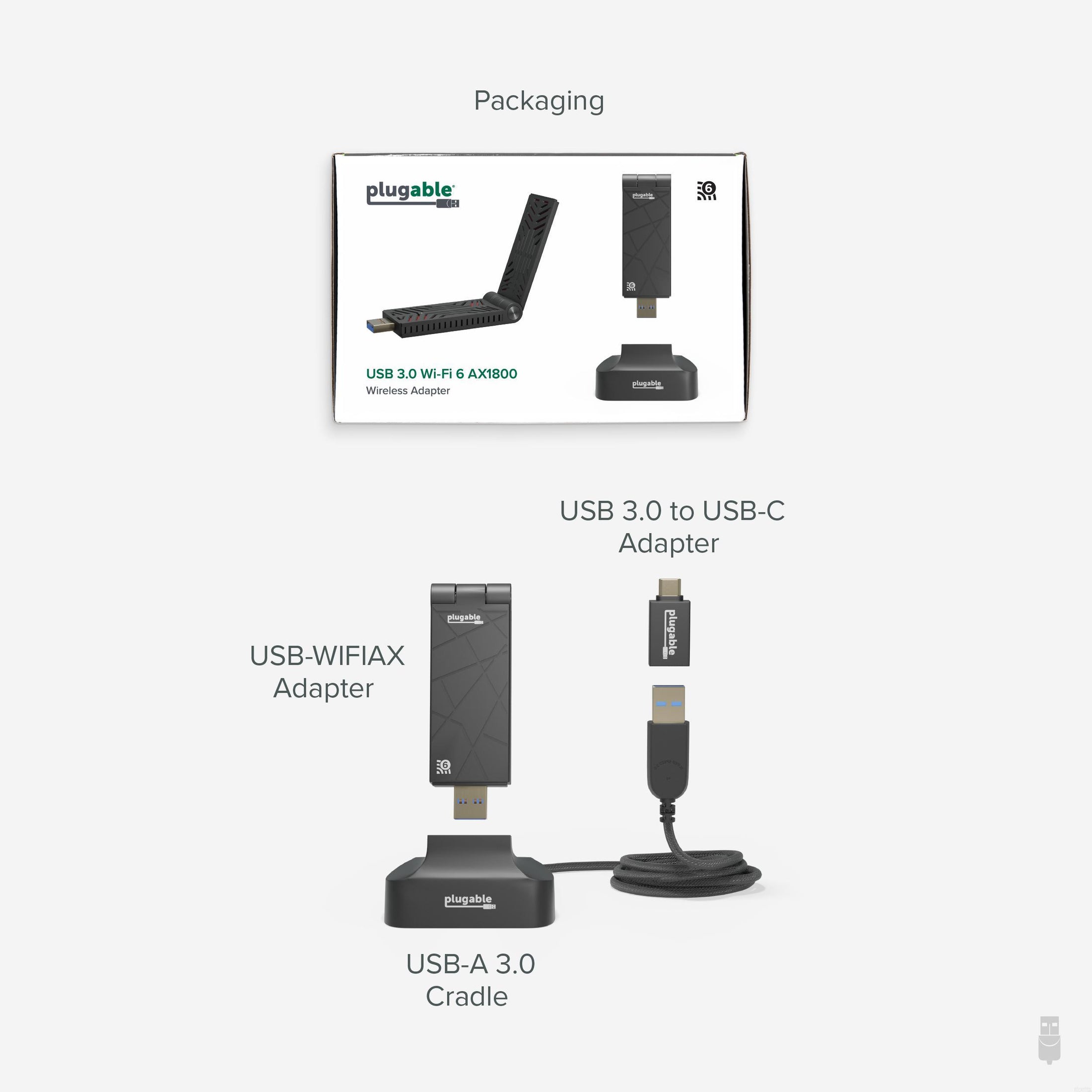 Plugable USB 3.0 Wi-Fi 6 AX1800 Wireless Adapter
