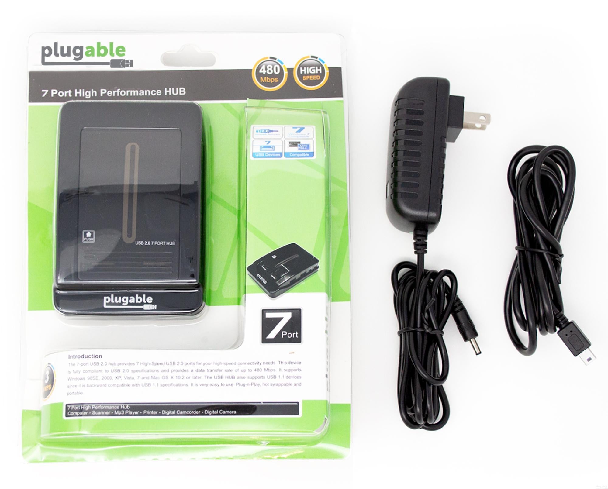 Plugable USB 2.0 7-Port Hub with 15W Power Adapter