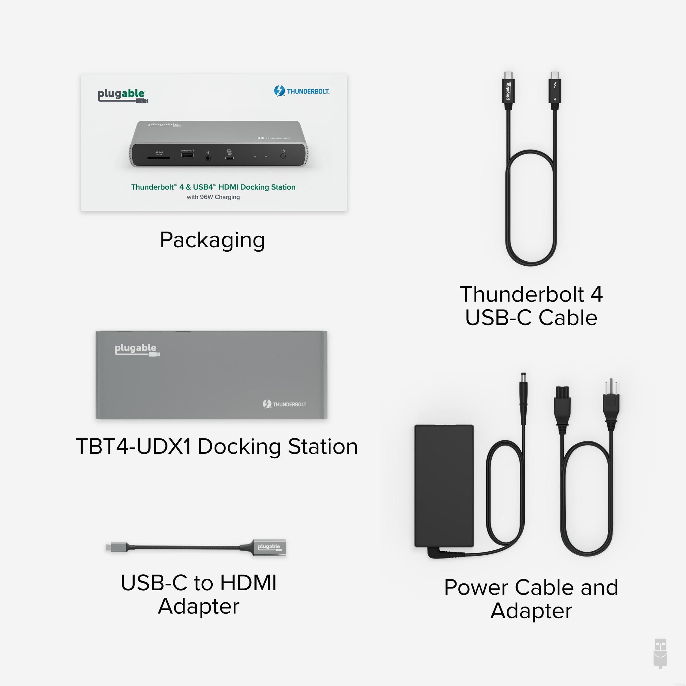 Plugable Thunderbolt™ and USB-C Dual Monitor Docking Station, 96W