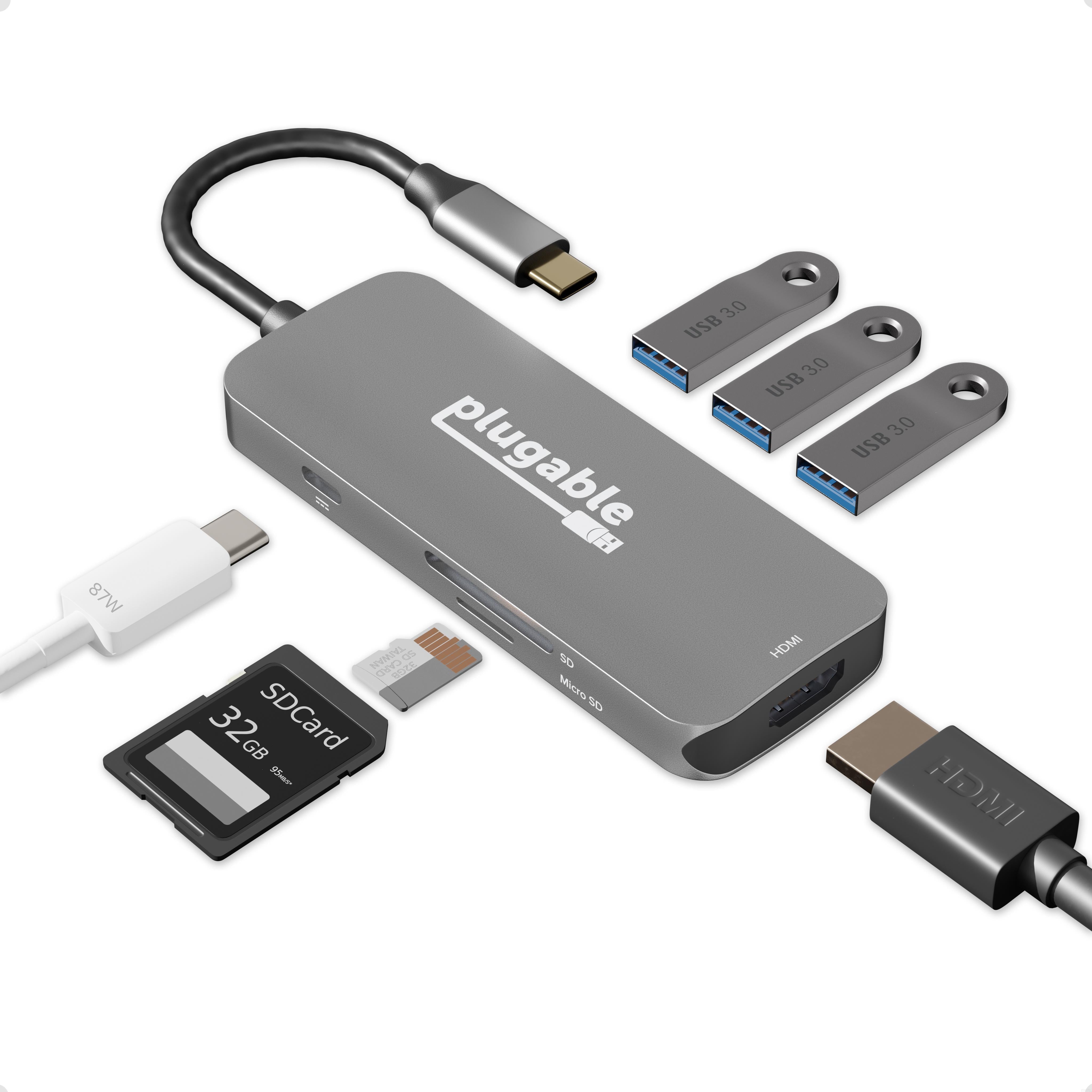 スマホ/家電/カメラPlugable Thunderbolt 4ハブ　USBC-HDMIアダプター付