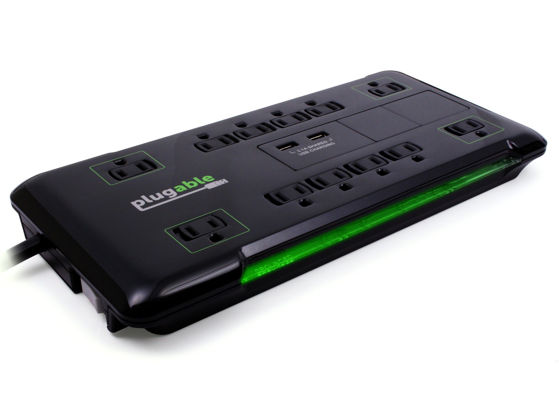 Plugable 12-Outlet Power Strip with 2-Port USB Charger – Plugable  Technologies